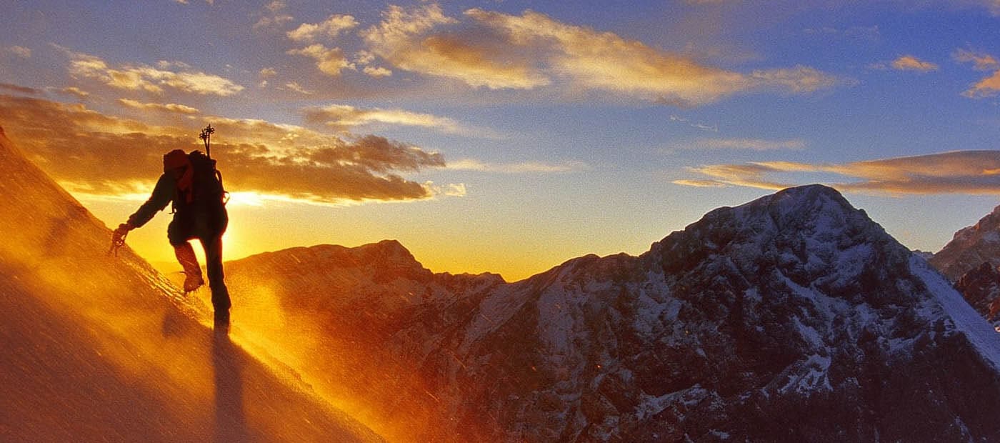 Remote mountain expedition landscape